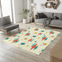 Mid Century Modern Atomic Franciscan Retro MCM Mid Mod, Creamy Beige, Teal, Aqua, Mustard Yellow Area Rug Home Decor