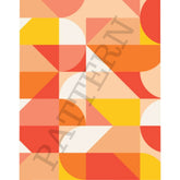 Mid Century Modern Bedding Bright Yellow, Orange, Pink, Beige Retro Geometric MCM Design Duvet Cover