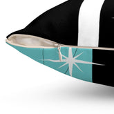 Mid Century Modern, Black, Turquoise, White, Starburst, MCM Mid Mod, Atomic Age Living Spun Polyester Square Pillow Home Decor Mid Century Modern Gal