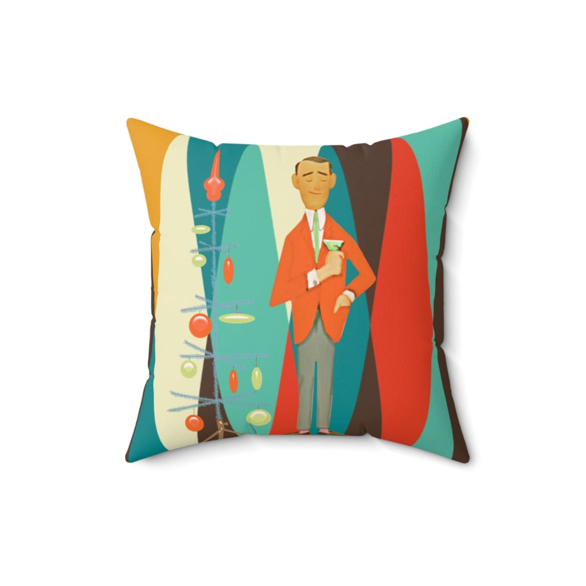 Mid Century Modern Christmas Pillow, Bachelor, Retro Man, Dad, Father, Man Cave, Gift Ideas Home Decor