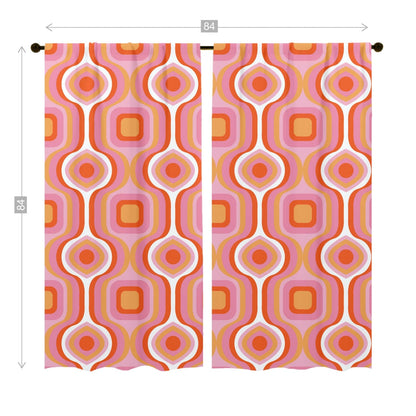 Mid Century Modern Curtains, MCM Mid Mod Pink, White, Yellow Googie, Abstract, Geometric Retro Window Curtains (two panels) Curtains