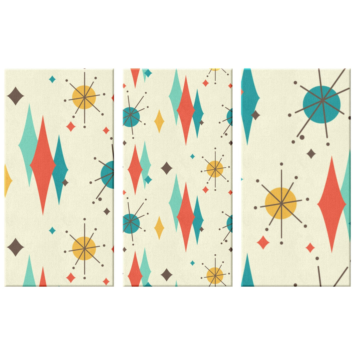 Mid Century Modern Franciscan Diamond Retro Three Piece Canvas Custom Art Wall Art