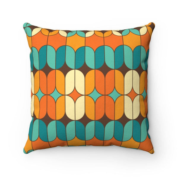 Mid Century Modern Geometric Bold, Orange Teal, Aqua Mid Mod Groovy, MCM Home Decor Throw Pillow