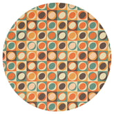 Mid Century Modern, Geometric Circles, Retro Orange, Brown, Yellow Round Area Rug Home Goods