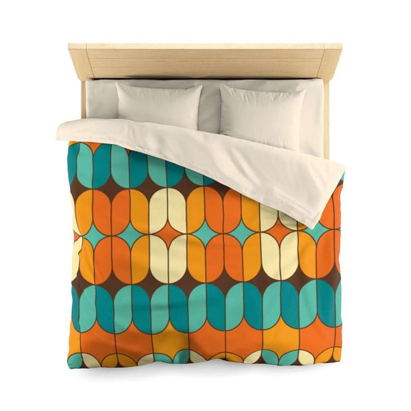 Mid Century Modern Geometric Multi-Color earth-toned Microfiber Duvet Cover