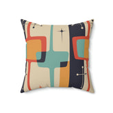 Mid Century Modern Geometric, Teal Blue, Mustard Yellow, Coral, Atomic Starburst Retro Pillow Case And Insert Home Decor