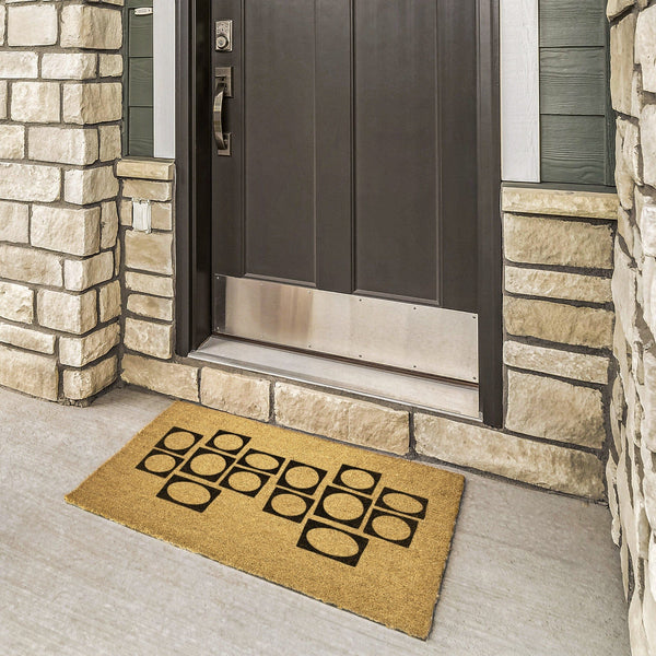 Geometric black and green entry mat, Midcentury modern abstract welcome mat, Black and green abstract design doormat, buy Unique designed mat