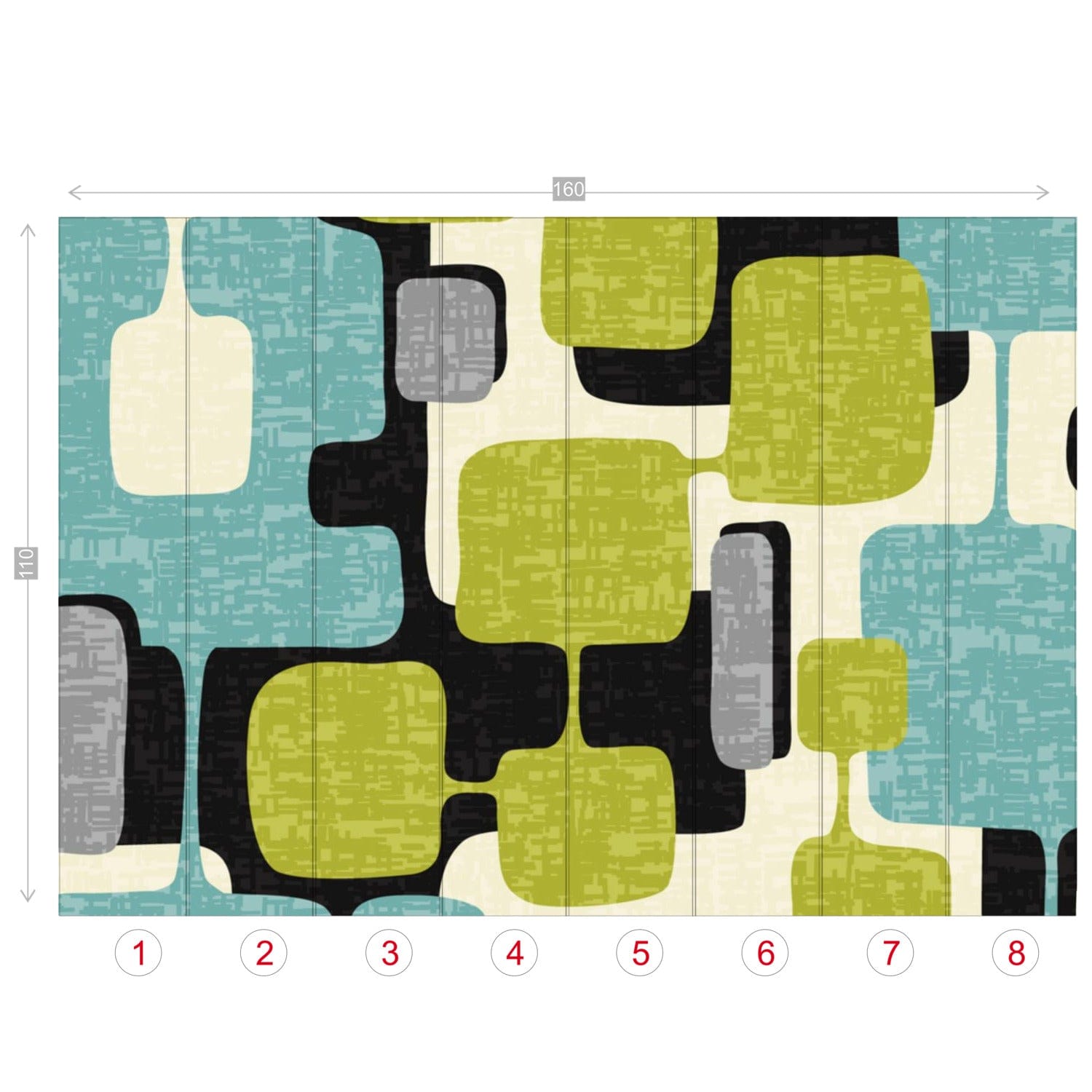 Mid Century Modern Home Décor, Abstract, Gray, Black, Lime Green, Teal Color Block Peel And StickWall Murals Wallpaper