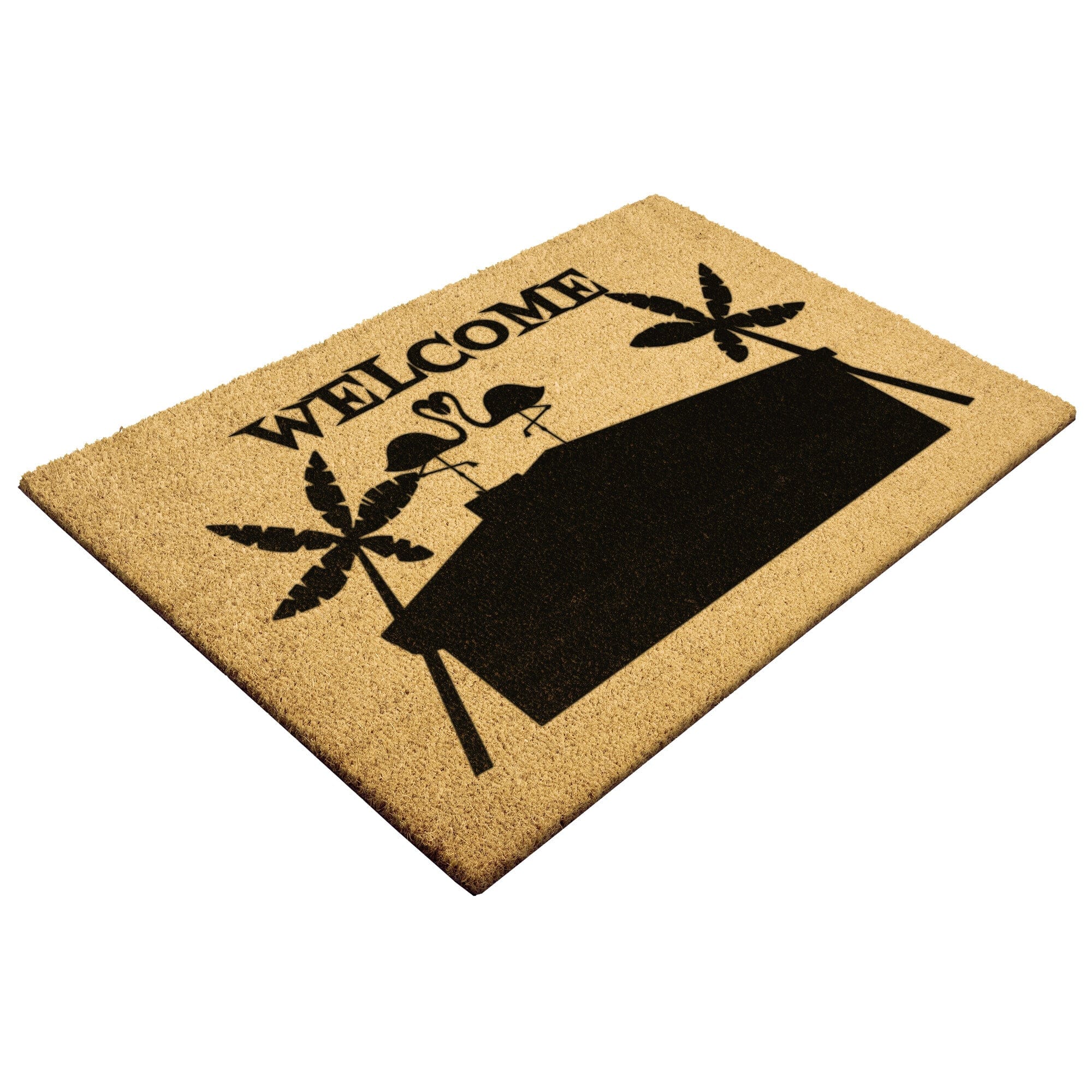 Mid Century Modern Home Style, Welcome Mat, Flamingo, Palm Trees, Retro Welcome Mat, Housewarming,  New Home Entry Way Door Mat Home Goods