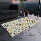 Mid Century Modern, Indoor/Outdoor, Scandinavian Flower, Retro, Orange, Brown, Green, Yellow, Aqua Blue, Outdoor Rug Home Decor