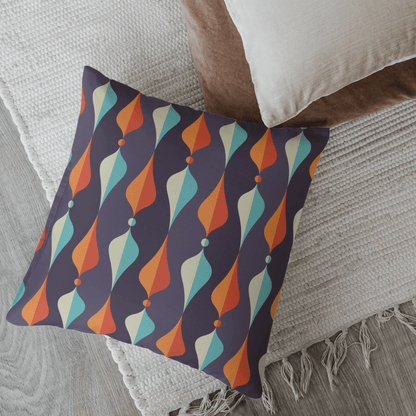 Mid Century Modern Pillows, Geometric Groovy Wave Lanterns, Eggplant Purple, Orange, Mustard Yellow, Teal, Retro Home Mod Home Decor Home Decor