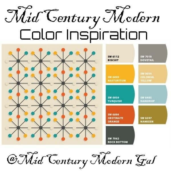Mid Century Modern Retro Clock Cream Teal Mustard and Burnt Orange Microfiber Duvet Cover