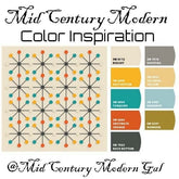 Mid Century Modern Retro Clock Cream Teal Mustard and Burnt Orange Microfiber Duvet Cover Mid Century Modern Gal
