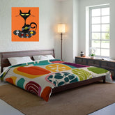 Mid Century Modern, Retro, Geometric Funky FUN, Colorful Design King Or Queen Cozy Comforter