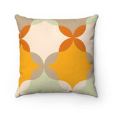 Mid Century Modern Retro Geometric Mustard Yellow, Gray, Mint Green Spun Polyester Square Pillow Home Decor