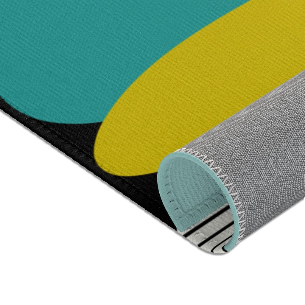 Mid Century Modern Retro MCM Design Abstract Turquoise, Green, Black, Light Blue Area Rugs Home Decor
