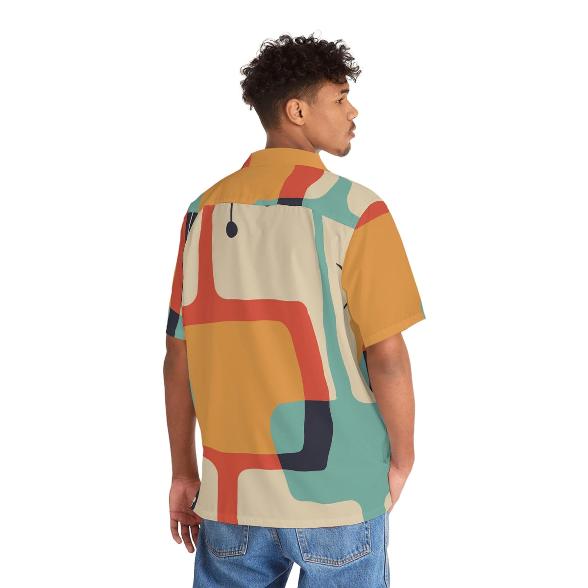 Mid Century Modern, Retro Men's Hawaiian Shirt Geometric, Abstract, Cruise, Summer Vacation Cool Button Down Dress Shirt All Over Prints