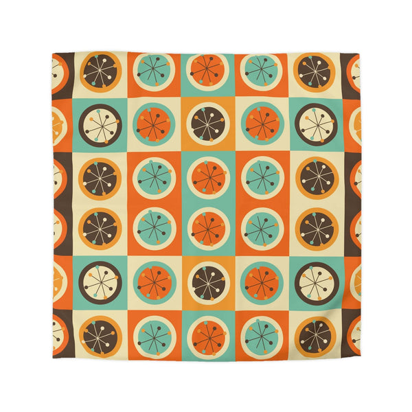 Mid Mod, 1970's Groovy Geometric Bold, Mustard Yellow, Chocolate Brown, Burnt Orange, Mid Century Modern Retro Duvet Cover