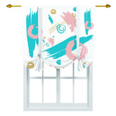 Mid Mod Abstract, Aqua, Pink, Gold, Paint Swatch Retro Tie Up Curtain