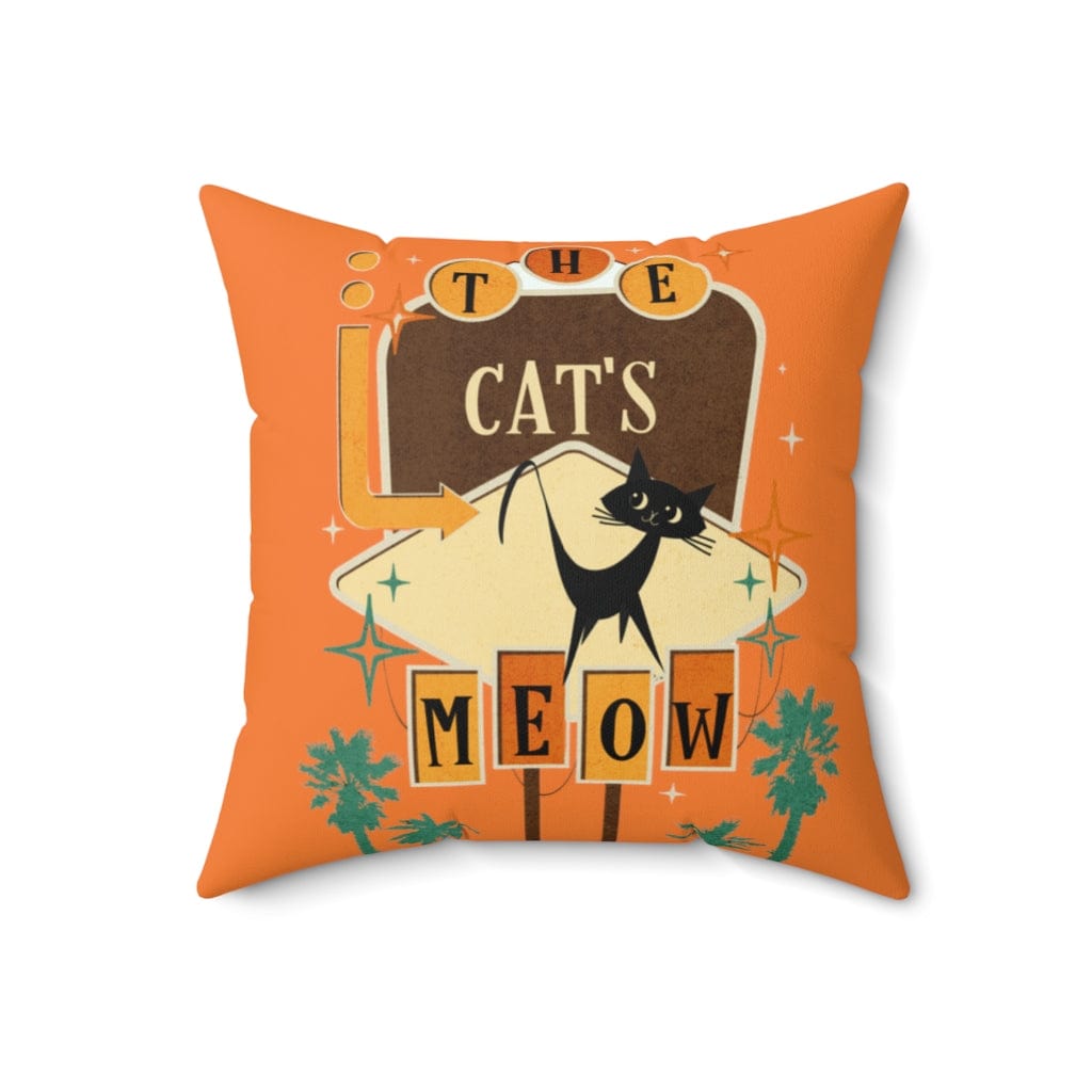 Mid Mod, Atomic Cat, Retro Orange, Brown, The Cat's Meow, Mid Century Modern MCM Pillow Cushion And Insert Home Decor