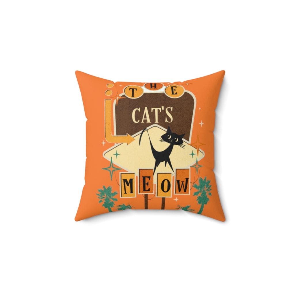 Mid Mod, Atomic Cat, Retro Orange, Brown, The Cat's Meow, Mid Century Modern MCM Pillow Cushion And Insert Home Decor