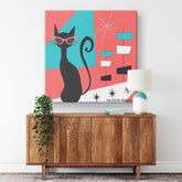 Mid Mod Black Cat Lover, Atomic Mid Century Modern Wall Art Wall Art