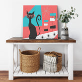 Mid Mod Black Cat Lover, Atomic Mid Century Modern Wall Art Wall Art