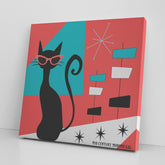 Mid Mod Black Cat Lover, Atomic Mid Century Modern Wall Art Wall Art