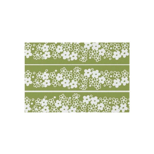 Mid Mod, Blossom Daisy, Retro Green, White, Indoor/Outdoor Large Area Rug