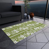 Mid Mod, Blossom Daisy, Retro Green, White, Indoor/Outdoor Large Area Rug Home Decor
