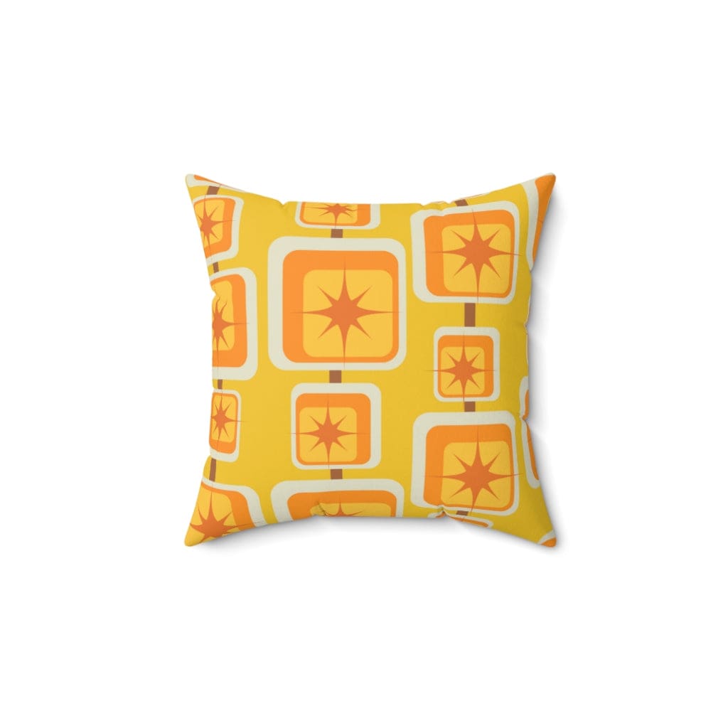 Mid Mod, Geometric, Spicey Mustard Yellow, Orange, Brown, Retro, Mid Century Modern, Atomic Home Living Pillow Cushion And Insert Home Decor