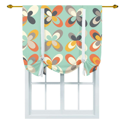 Mid Mod, Mint Green, Gray, Yellow, Tangerine, Roman Shade MCM Tie Up Curtain Curtains