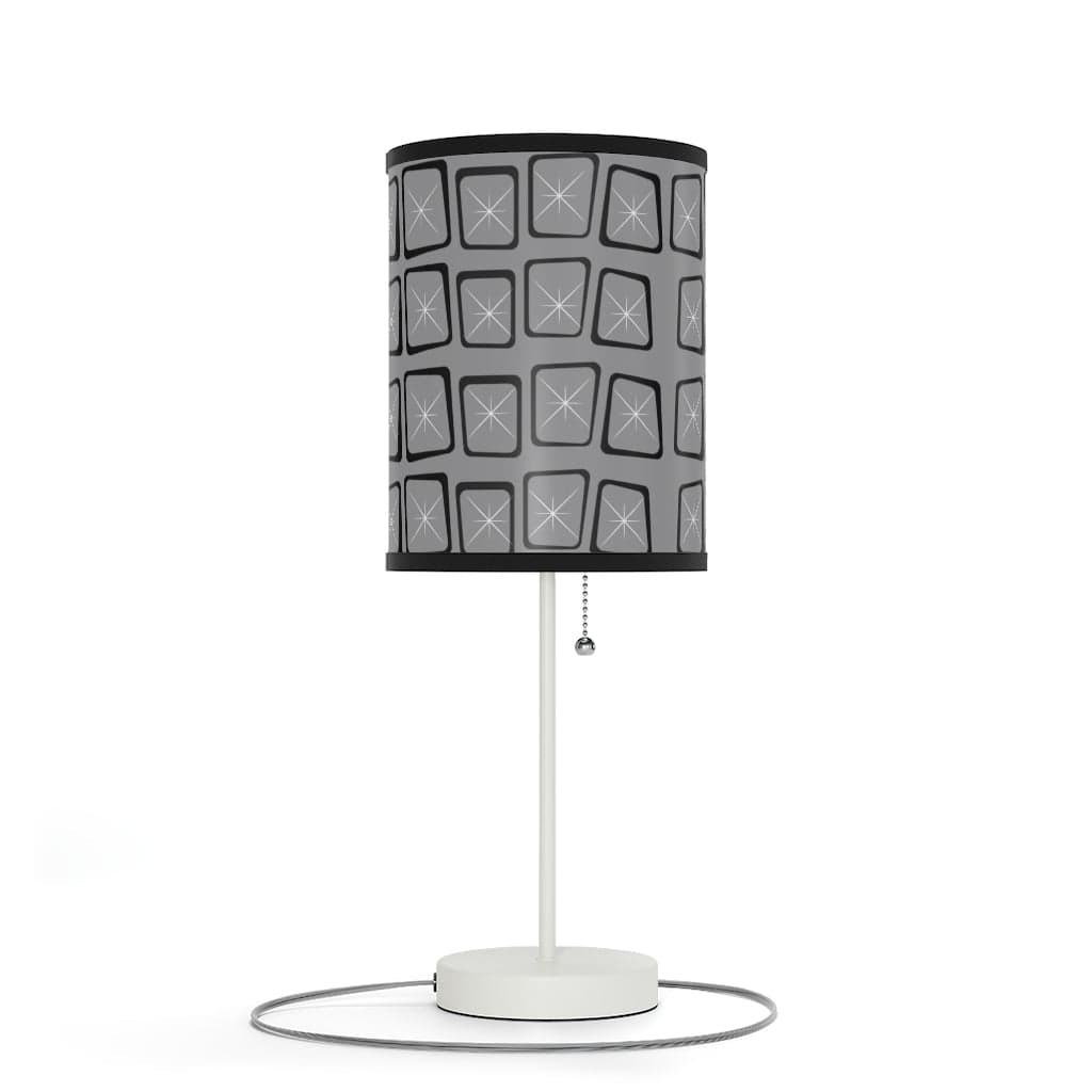 Mid Mod, Modernist, Minimalist, Retro Mid Century Modern, Gray, Black, Geometric Starburst MCM Lamp Home Decor