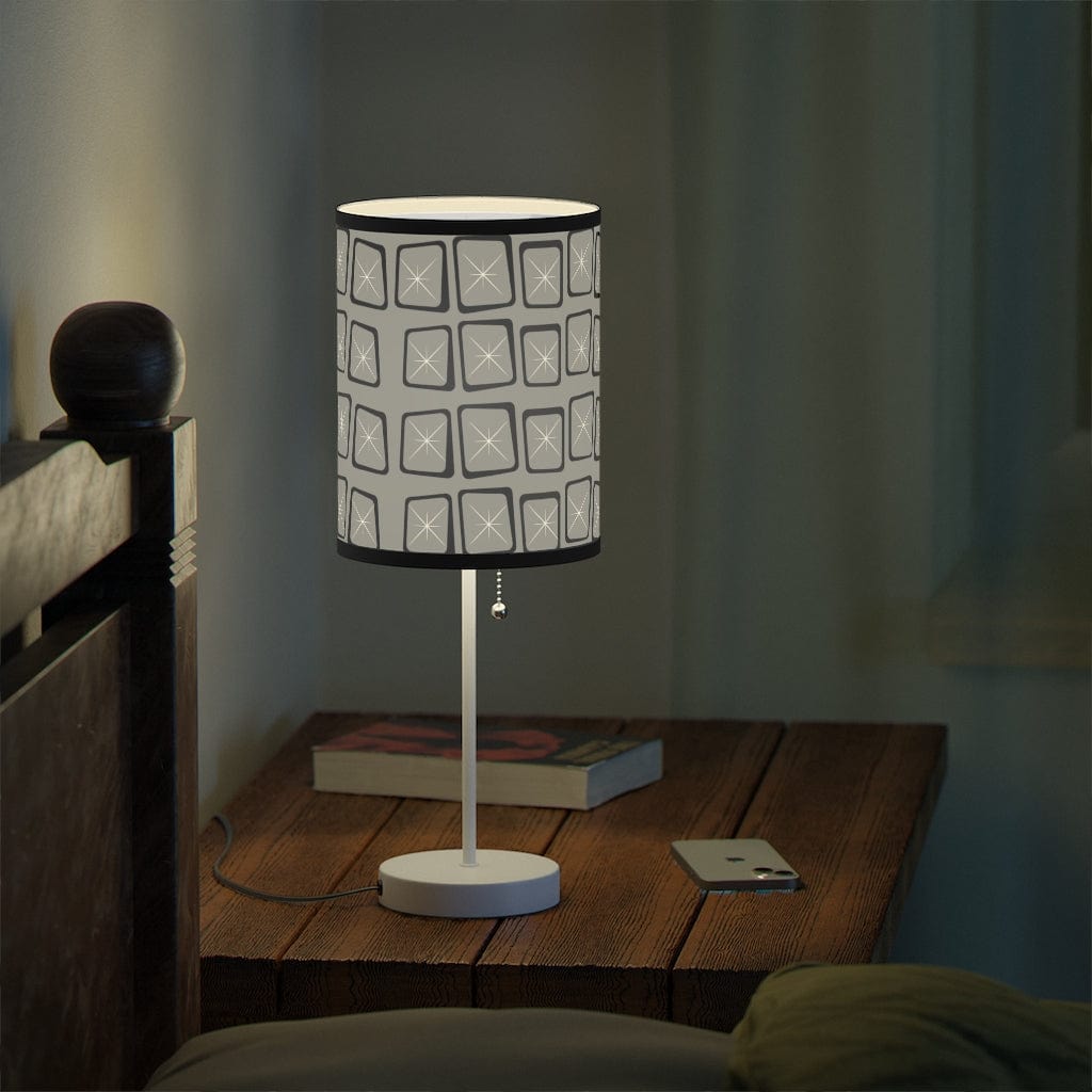Mid Mod, Modernist, Minimalist, Retro Mid Century Modern, Gray, Black, Geometric Starburst MCM Lamp Home Decor