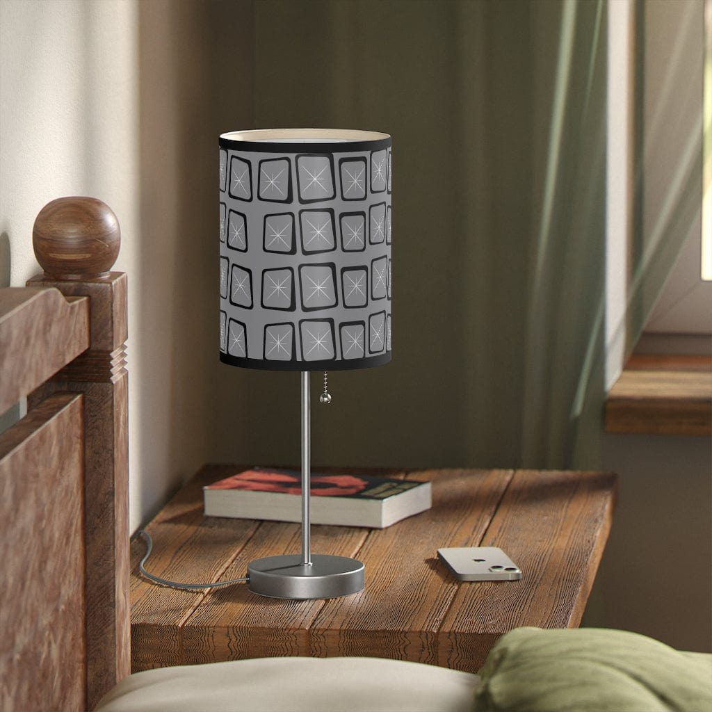 Mid Mod, Modernist, Minimalist, Retro Mid Century Modern, Gray, Black, Geometric Starburst MCM Lamp Home Decor