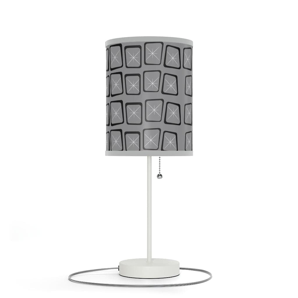 Mid Mod, Modernist, Minimalist, Retro Mid Century Modern, Gray, Black, Geometric Starburst MCM Lamp Home Decor
