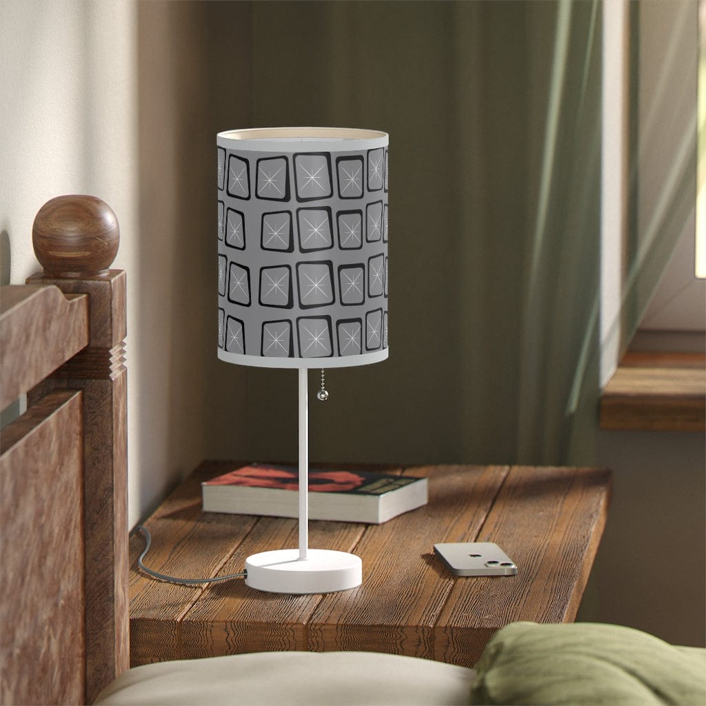 Mid Mod, Modernist, Minimalist, Retro Mid Century Modern, Gray, Black, Geometric Starburst MCM Lamp Home Decor