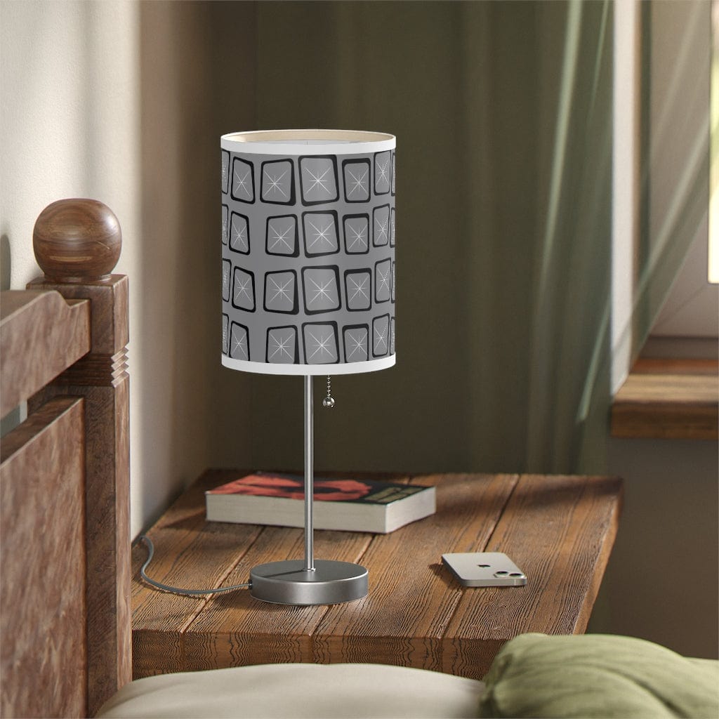 Mid Mod, Modernist, Minimalist, Retro Mid Century Modern, Gray, Black, Geometric Starburst MCM Lamp Home Decor