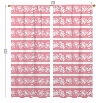 Mid Mod Pink Daisy, Collector Window Curtains (two panels) Curtains