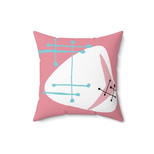 Mid Mod Retro, Pink Aqua Blue, Abstract, Boomerang Mid Century Modern, MCM, Atomic Living Pillow Cushion And INSERT