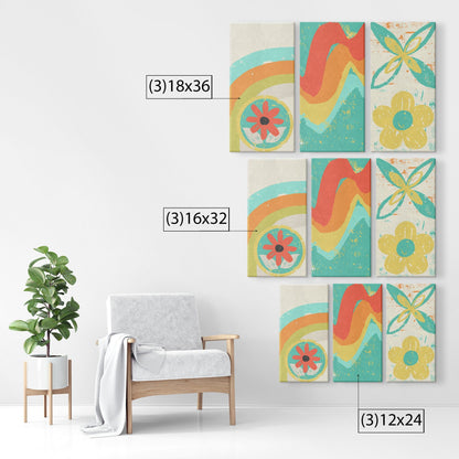 Mid Mod Wall Art, Abstract Art, Mod Flower, Rainbow, Groovy 70&