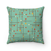 Mint Green Mustard Yellow and hints of Burnt Orange Spun Polyester Square Pillow Home Decor