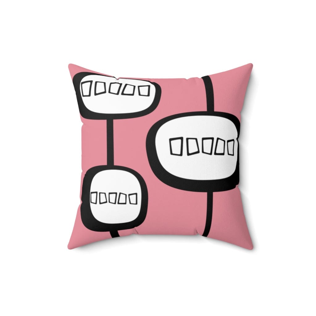 Mod, Mid Century Modern, Geometric, Pink, Retro MCM, Modernist, Minimalist Atomic Living Pillow Cushion And Insert Home Decor