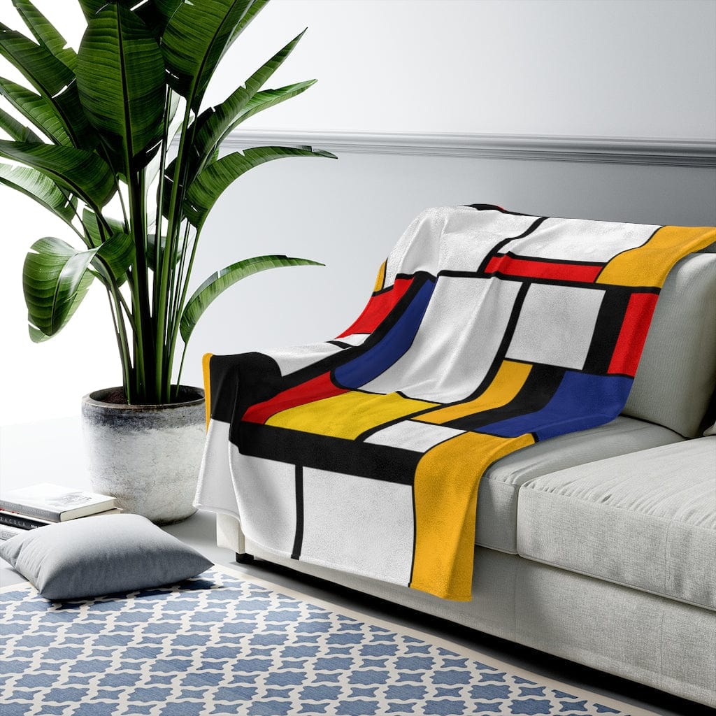 Mondrian Home Décor,  Retro, Atomic Cat, Mod, THIN Velveteen Plush Blanket