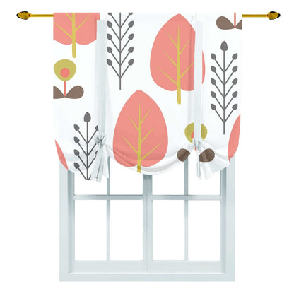 Nordic Denmark Designs, Scandinavian Coral Flower Retro MCM Tie Up Curtain Curtains