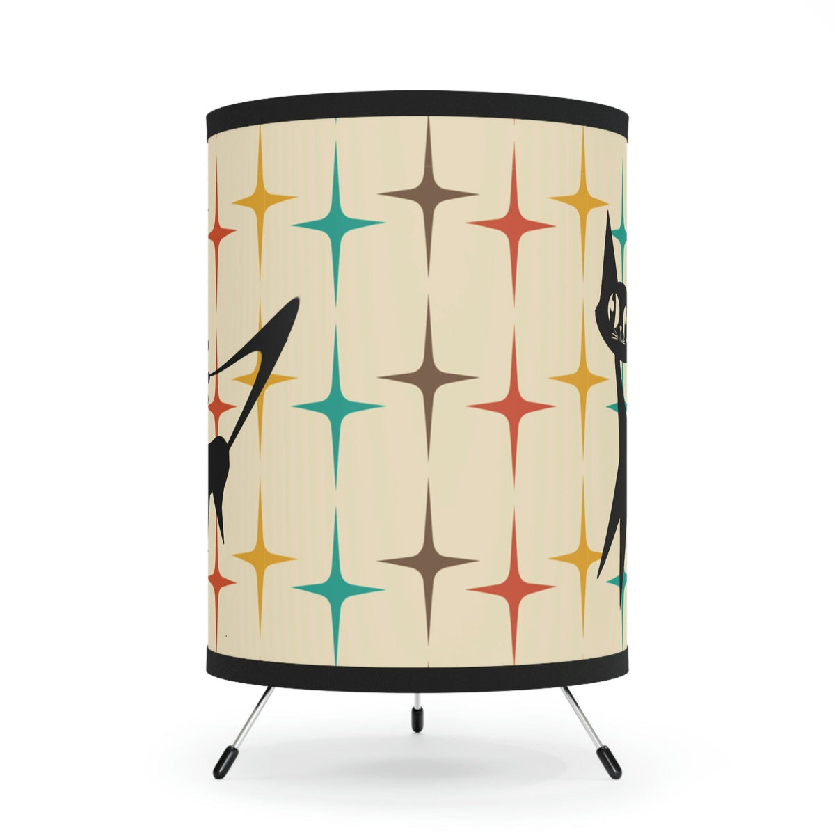 Atomic Cat Retro Starburst Mid Century Modern Living Room, Bedroom, Office Tripod Lamp Home Decor One size / Black