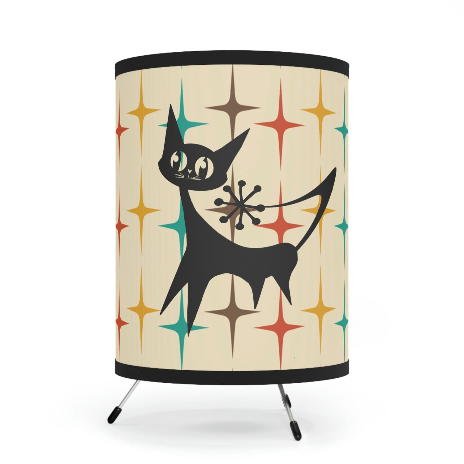 Atomic Cat Retro Starburst Mid Century Modern Living Room, Bedroom, Office Tripod Lamp Home Decor One size / Black