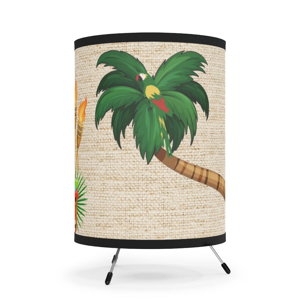 Retro Hawaiian, Tiki Bar, Tiki Décor Lamp, Atomic Cat, Palm Trees, Parrots,  Tropical Mid Mod, MCM Tripod Lamp
