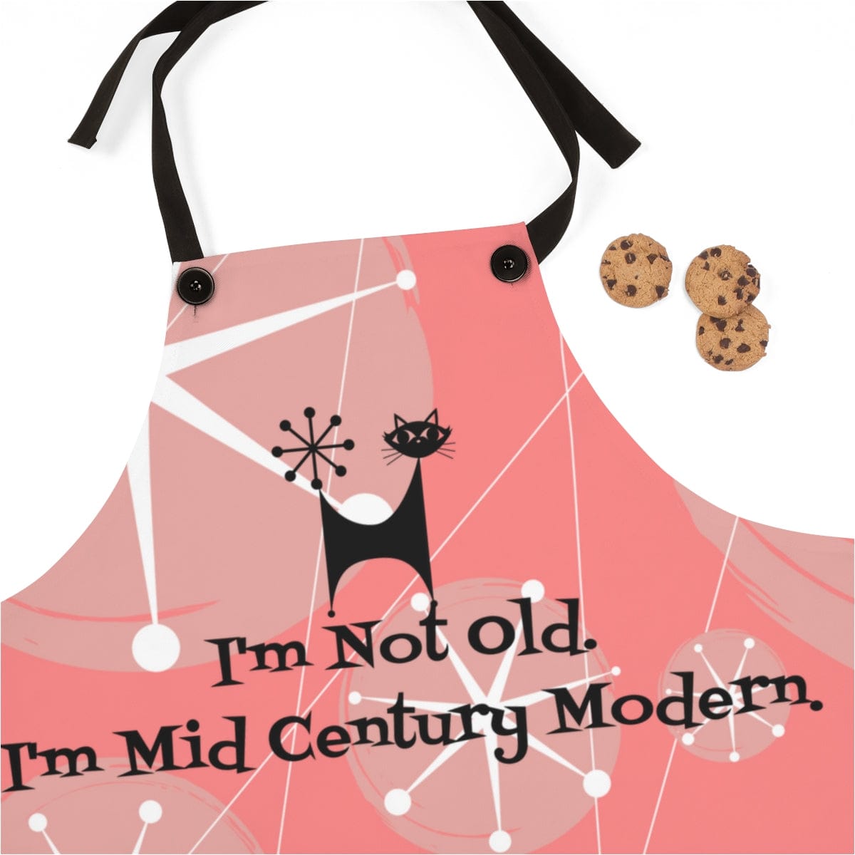 I'm Not Old, I'm Mid Century Modern (™) Atomic Cat, Pink 50's Apron Accessories One Size