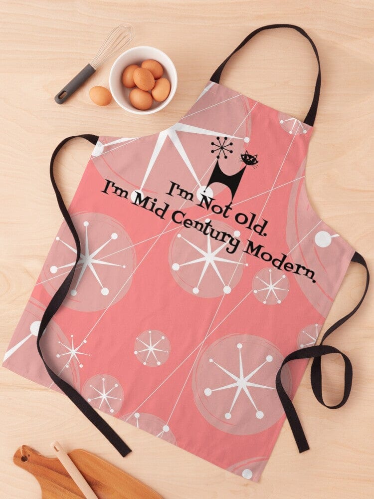 I'm Not Old, I'm Mid Century Modern (™) Atomic Cat, Pink 50's Apron Accessories One Size